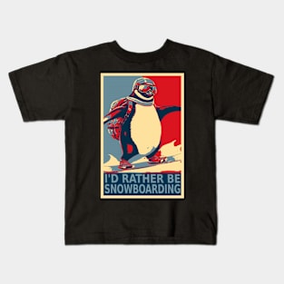 I'd Rather Be Snowboarding Funny Penguin Snowboarding Kids T-Shirt